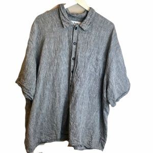 Flax Gray Linen Button-Down Shirt
